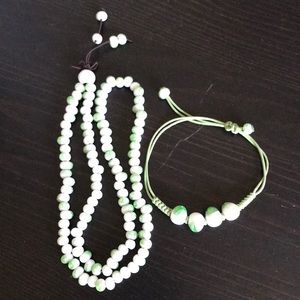 Green & White Prayer Beads